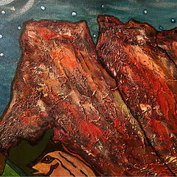 Original Art Mixed Media on Under-Framed Canvas. Sz 24 x36. Free Shipping. - Picture 3 of 5